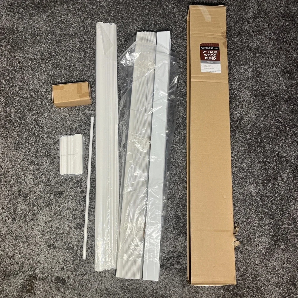 2 Inch Faux Wood Snow White Cordless‎ Blinds 36 x 36